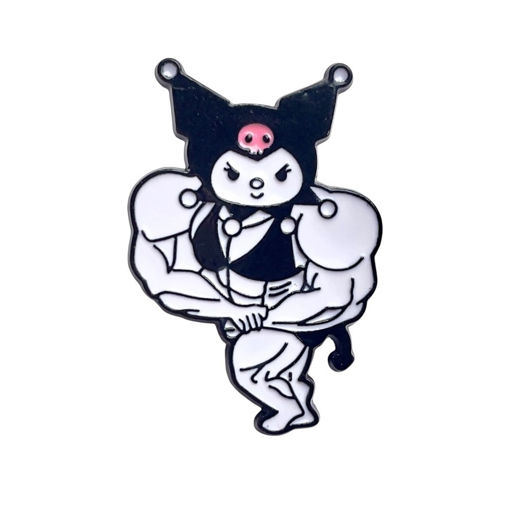Kuromi Dressed Up as Bodybuilder Enamel Pin Halloween Cute Kawaii Sanrio Brooch